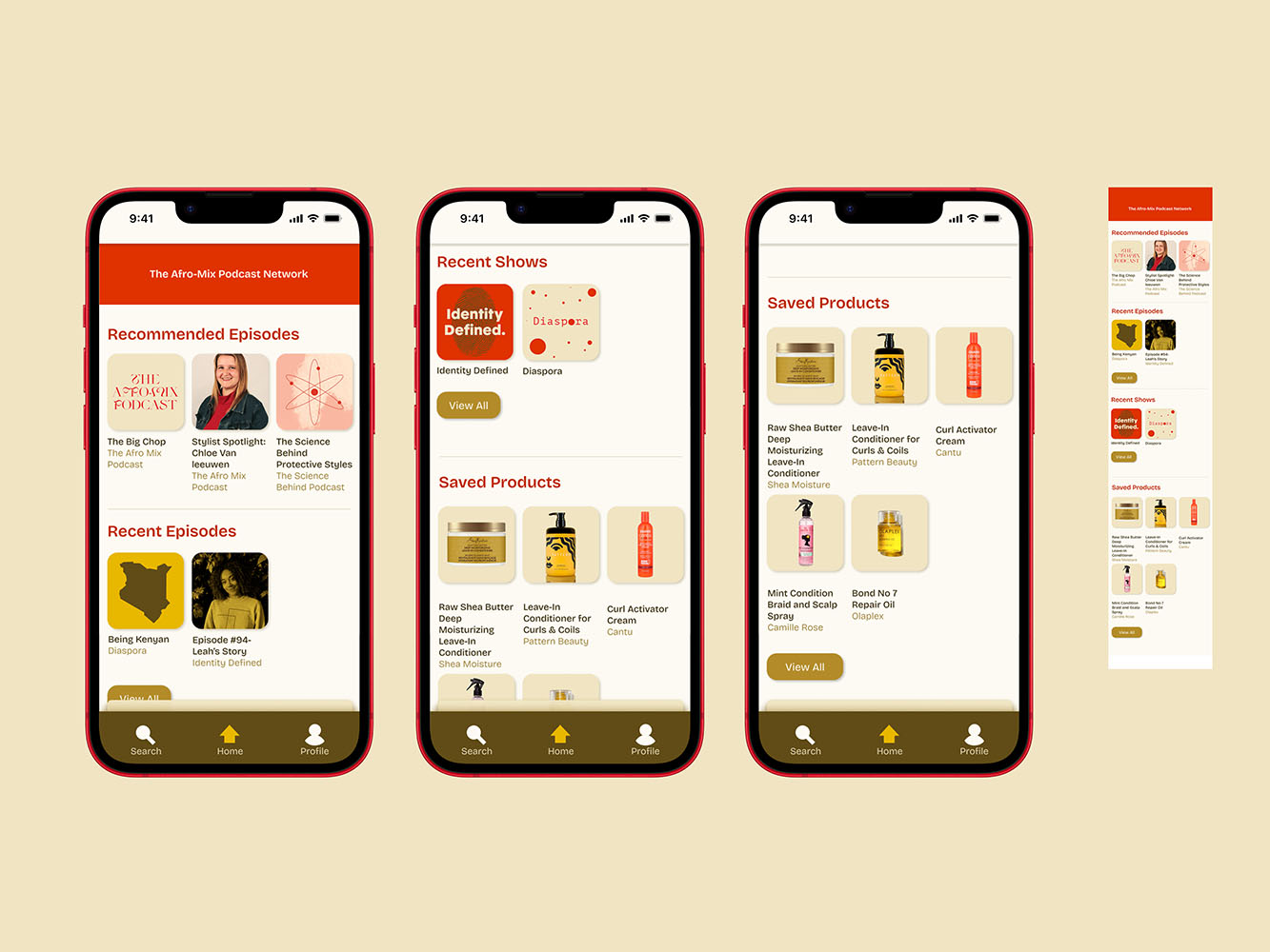 images of the homepage of the afro-mix podcast app