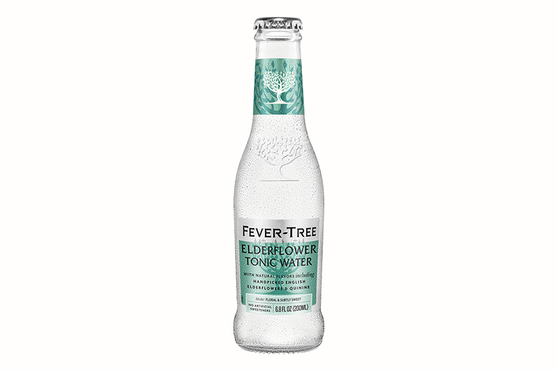 A bottle of Fever Tree tonic for mixing cocktails.